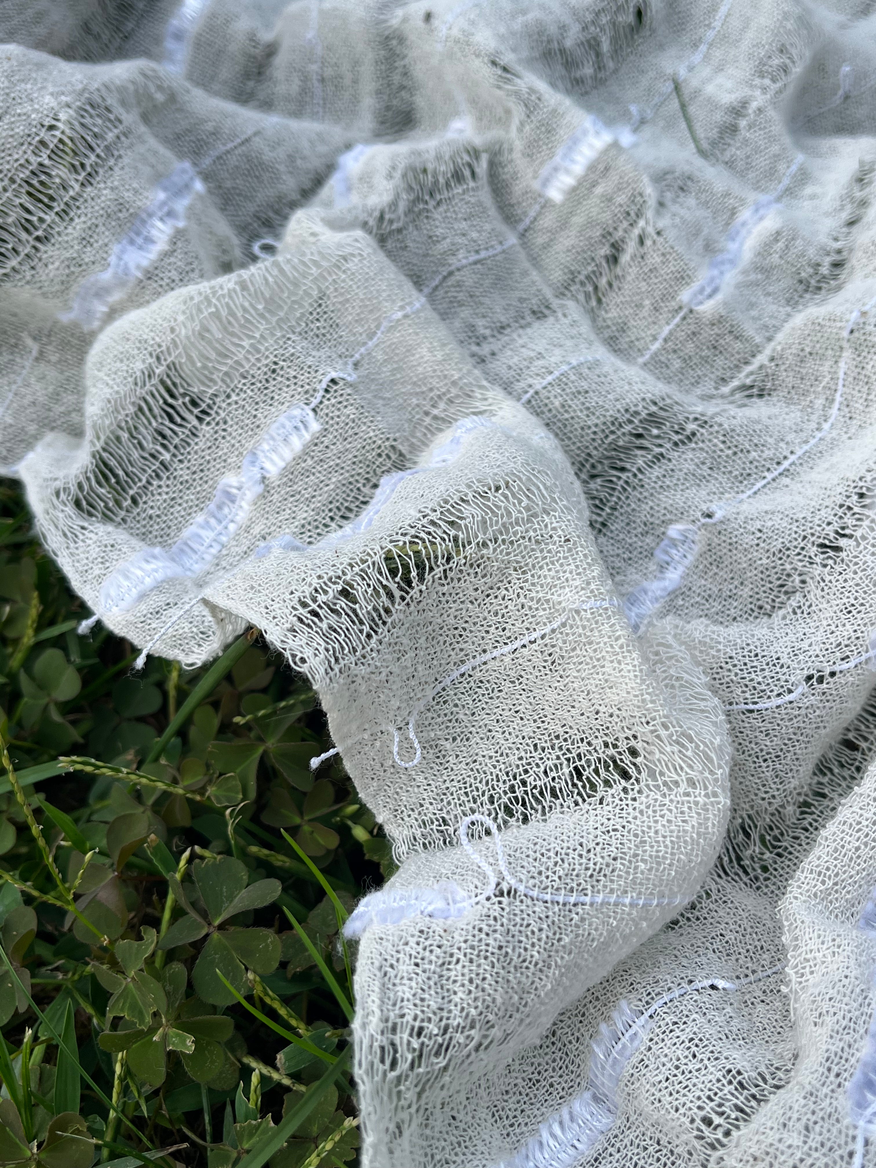 Close-up of handwoven organic cotton Bürümcük fabric texture