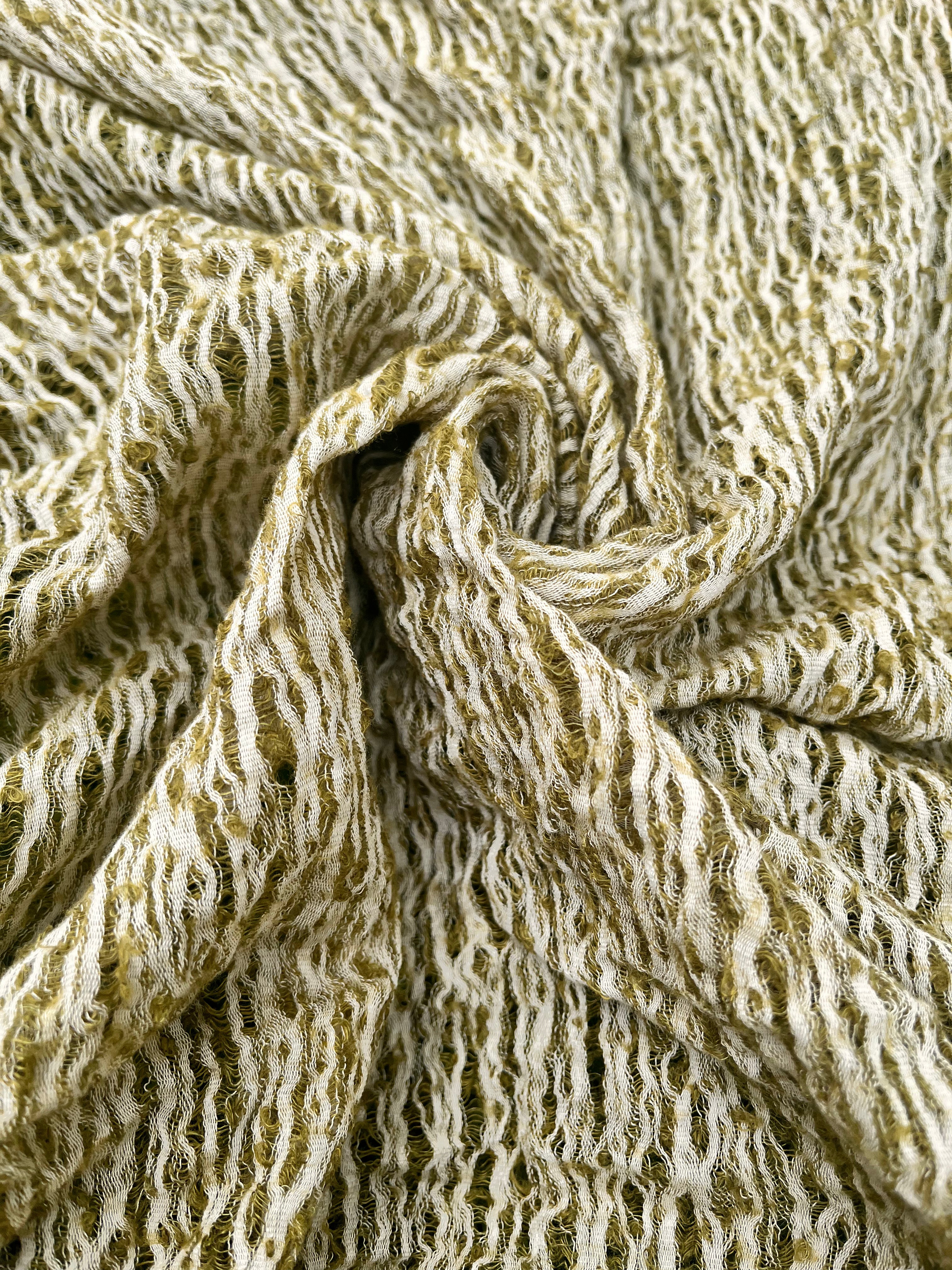 Green Textured Linen Fabric By The Yard Natural Fabrics.