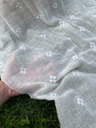 Close-up of handwoven organic cotton Dastar fabric texture