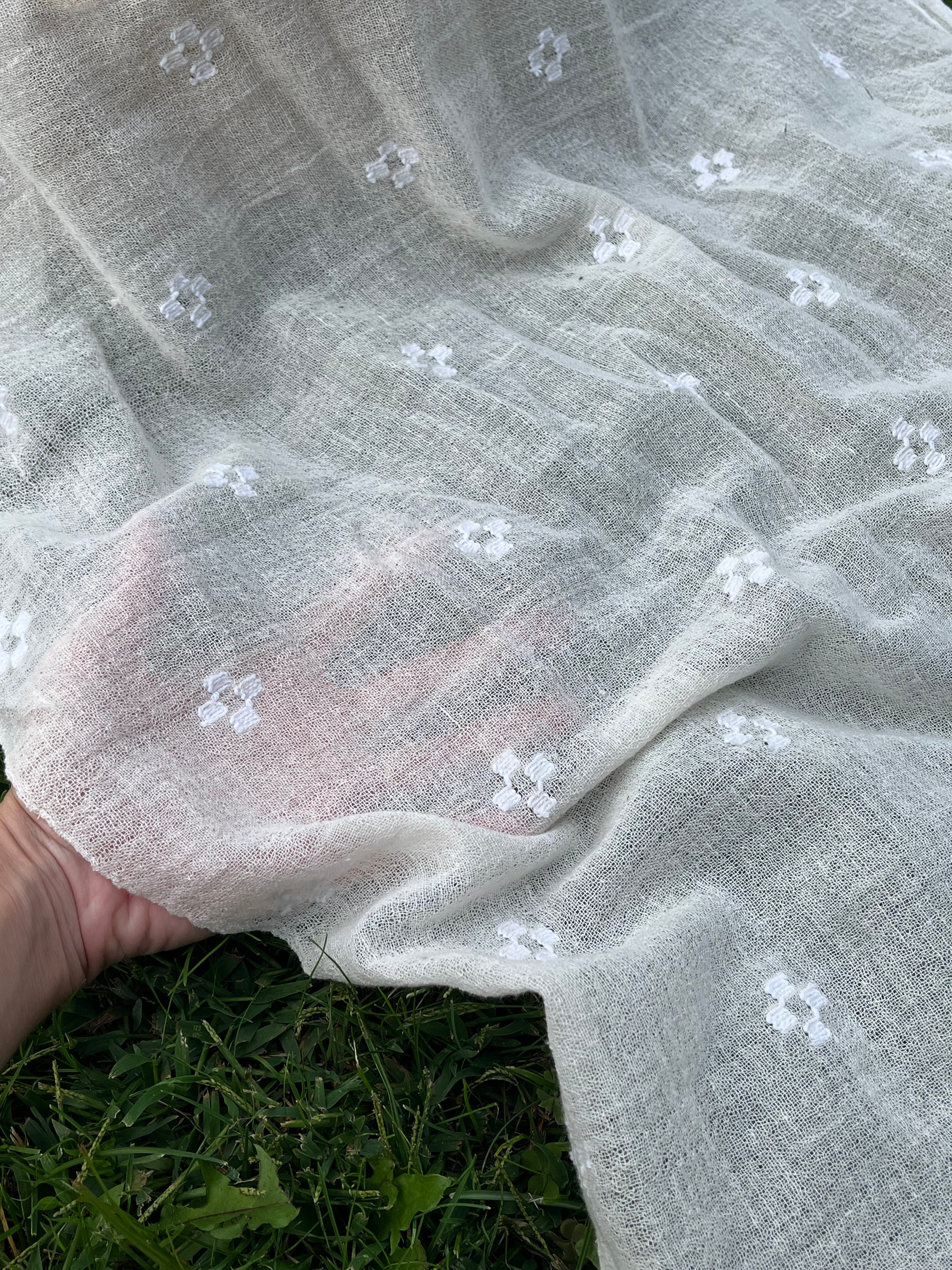 Close-up of handwoven organic cotton Dastar fabric texture