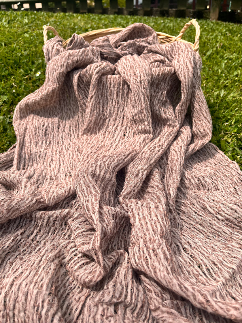 Brown Linen Fabric By The Yard Textured Handloom Semi-Sheer Natural Fabrics..