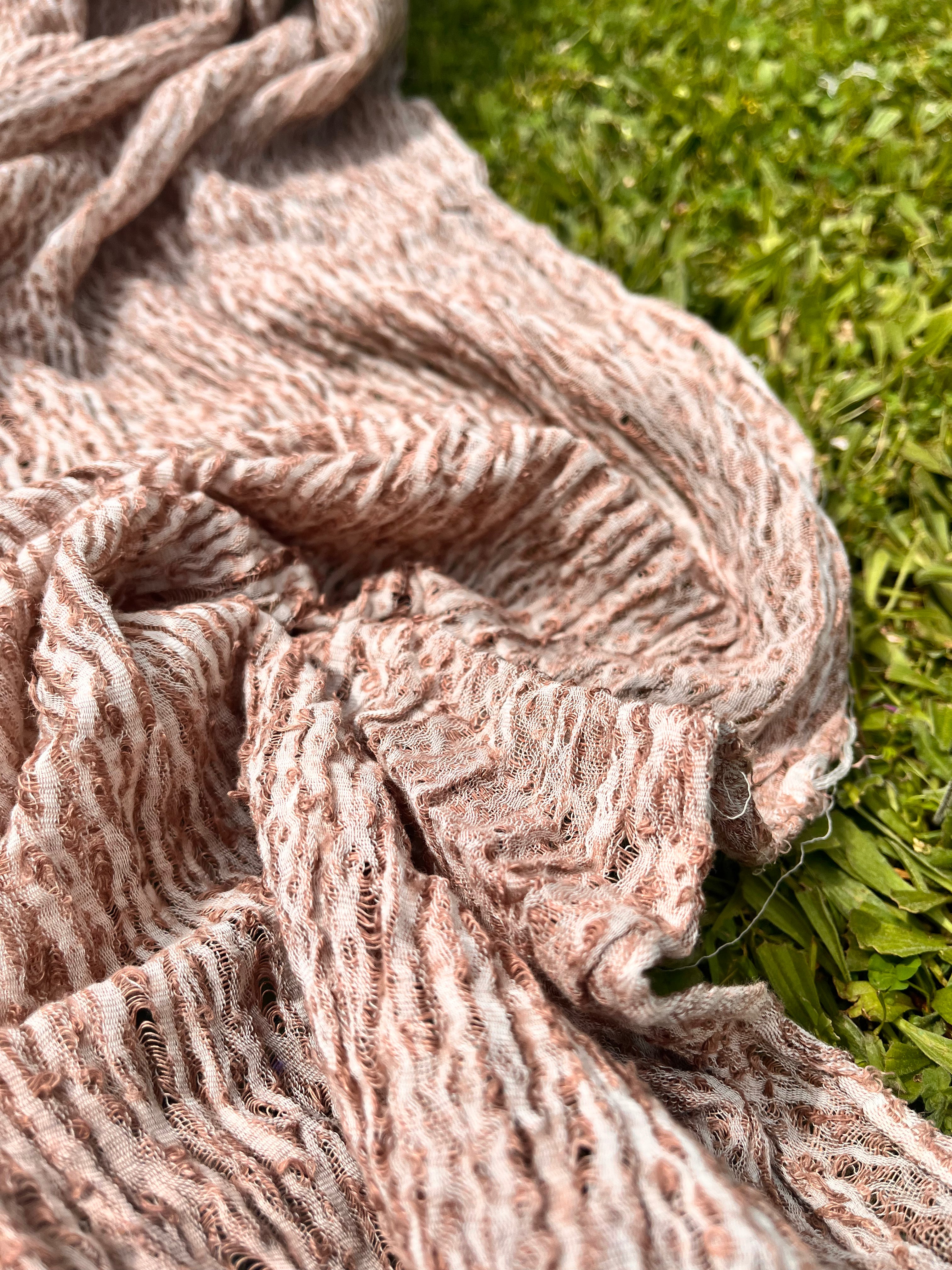 Brown Linen Fabric By The Yard Textured Handloom Semi-Sheer Natural Fabrics..