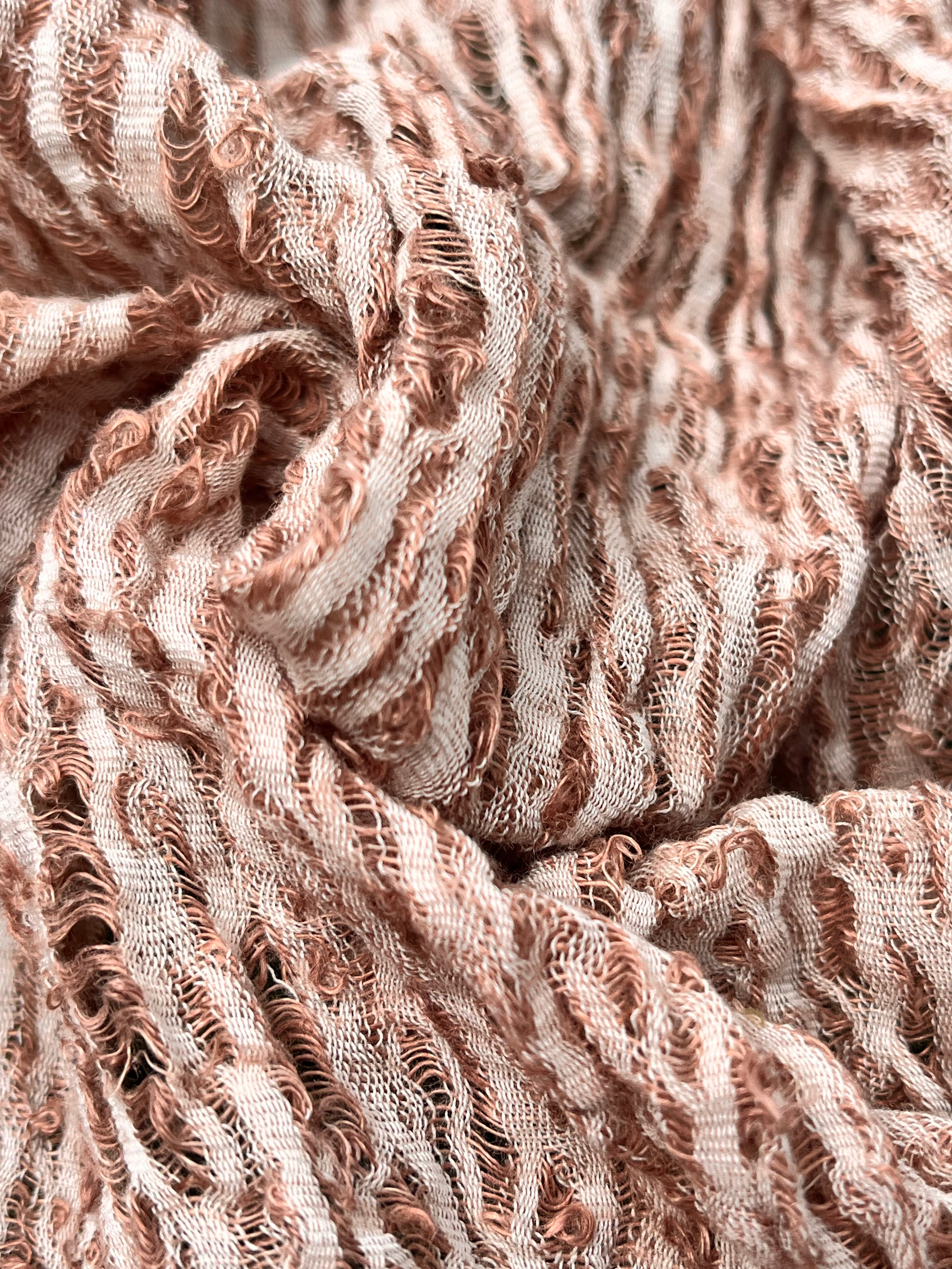 Brown Linen Fabric By The Yard Textured Handloom Semi-Sheer Natural Fabrics..