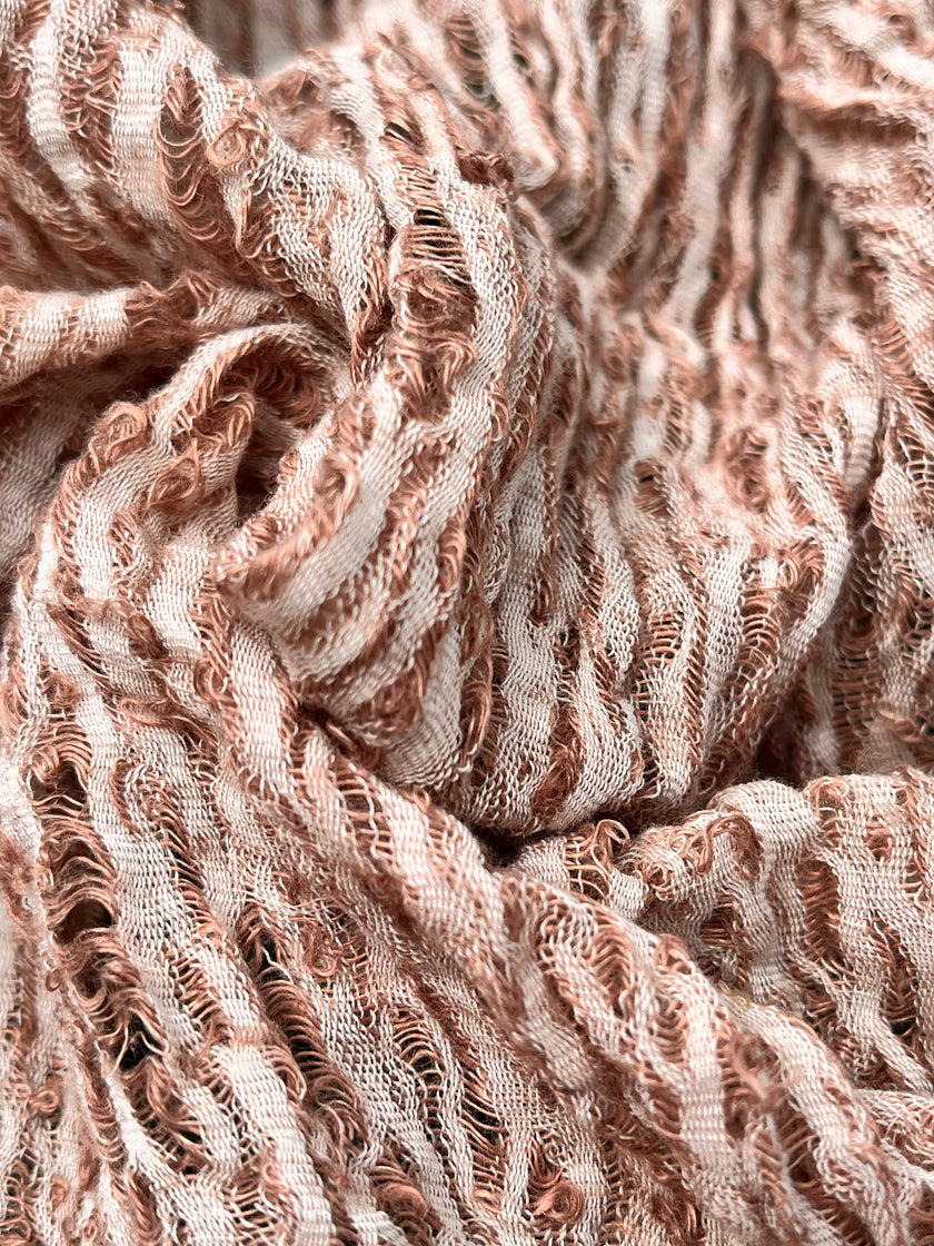 Brown Linen Fabric By The Yard Textured Handloom Semi-Sheer Natural Fabrics..