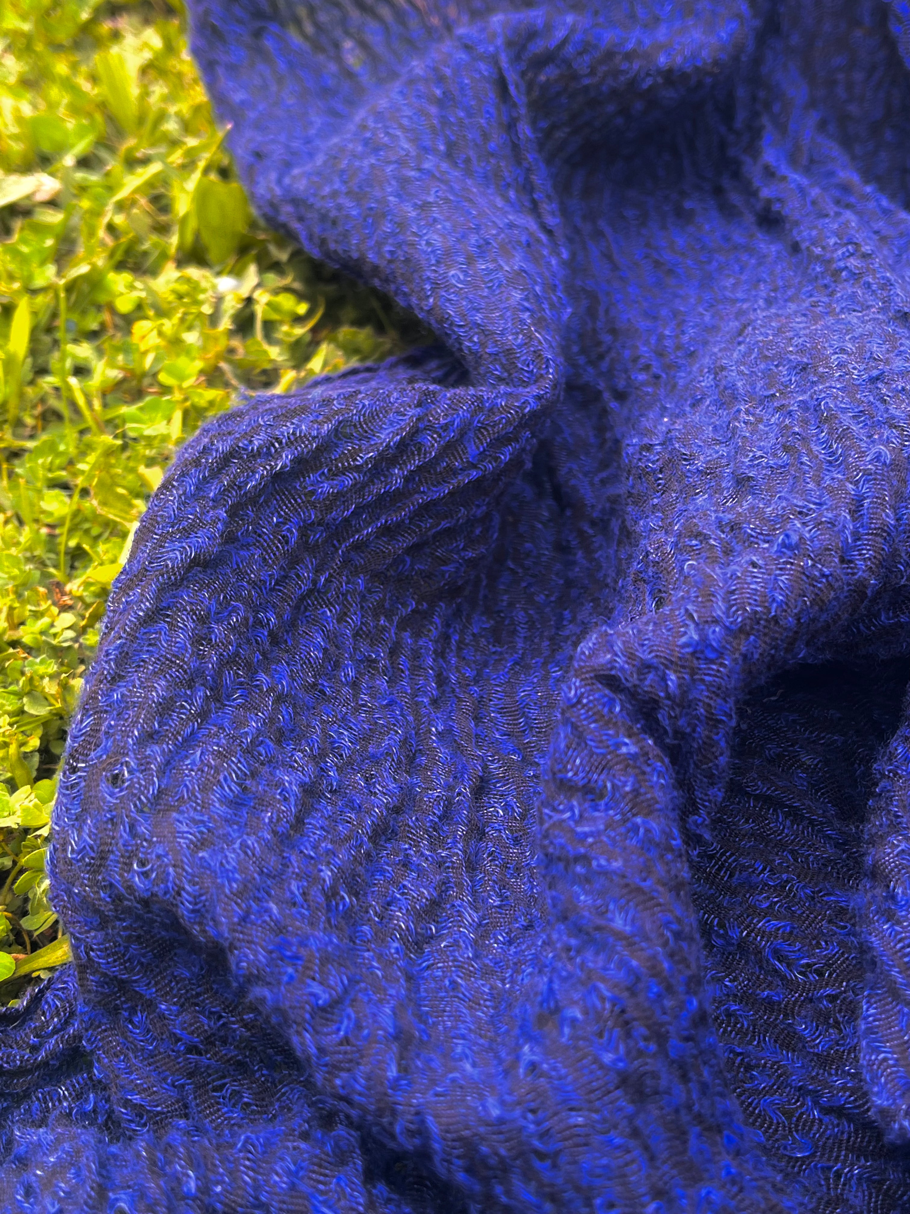 Metre Kare Indigo Mavi Keten Kumaş, Organik Pamuklu Kumaş, Dokulu El Dokuma Yarı Şeffaf Doğal Kumaşlar.