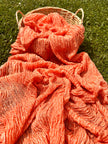 Orange Natural Sheer, Textured Cotton Linen Mix Special Fabrics.
