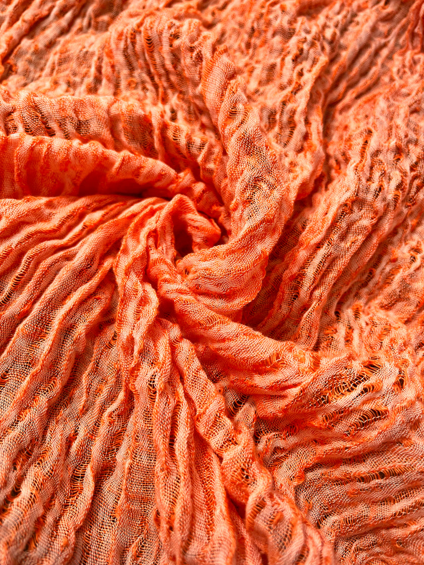 Orange Natural Sheer, Textured Cotton Linen Mix Special Fabrics.