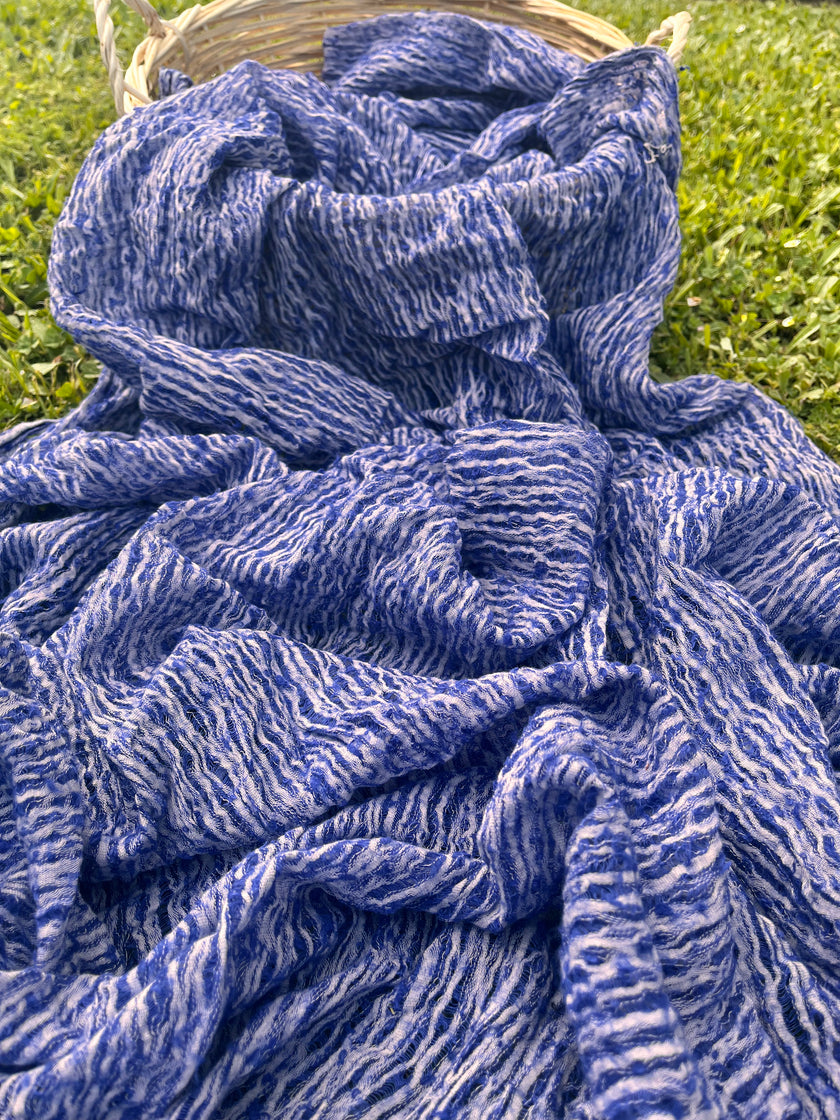 Blue Unique Natural Fabrics: Funky, Sheer, and Textured Cotton Linen.