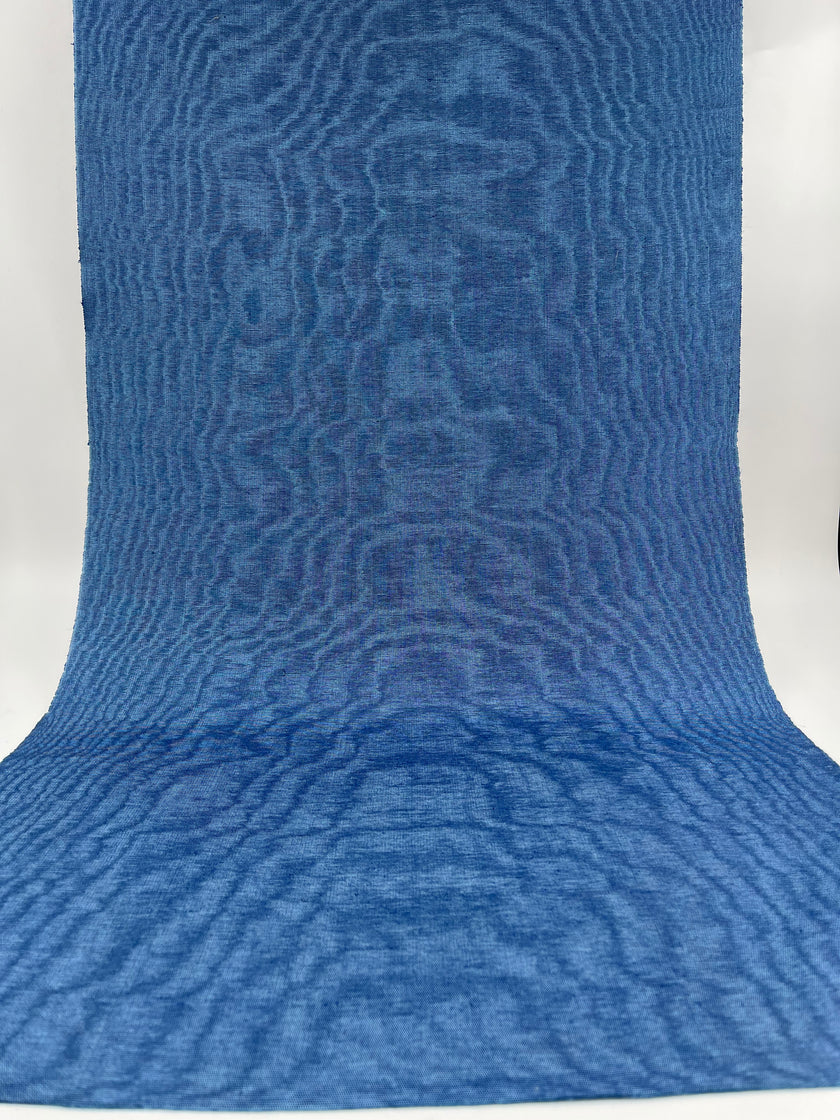 Blue Silk Fabric, Moire Silk Fabric, Silk By The Yard. Watermark Pattern.