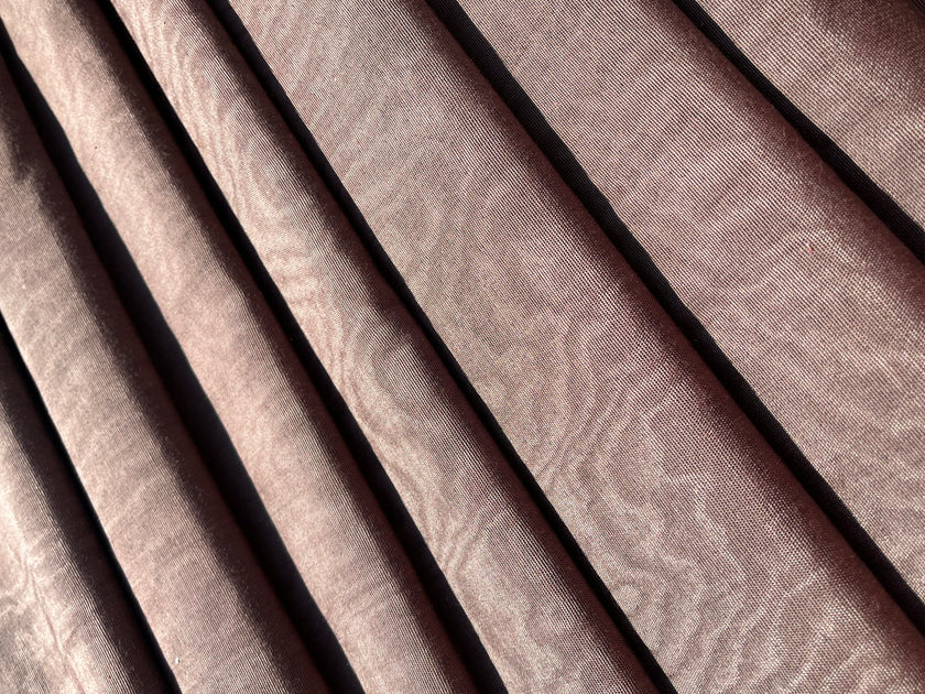 Light Brown Silk Moire Home Textile Interior Fabrics, Watermark Patterns.