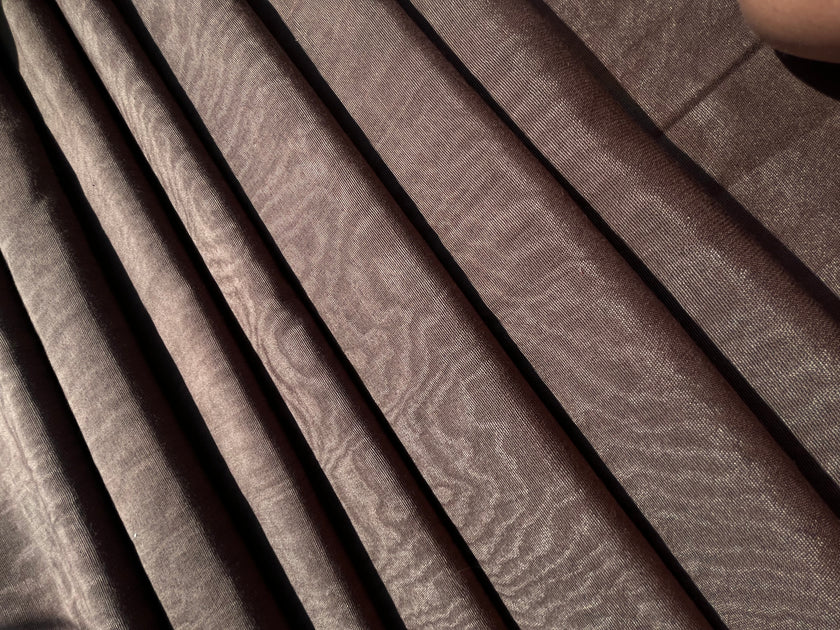 Light Brown Silk Moire Home Textile Interior Fabrics, Watermark Patterns.