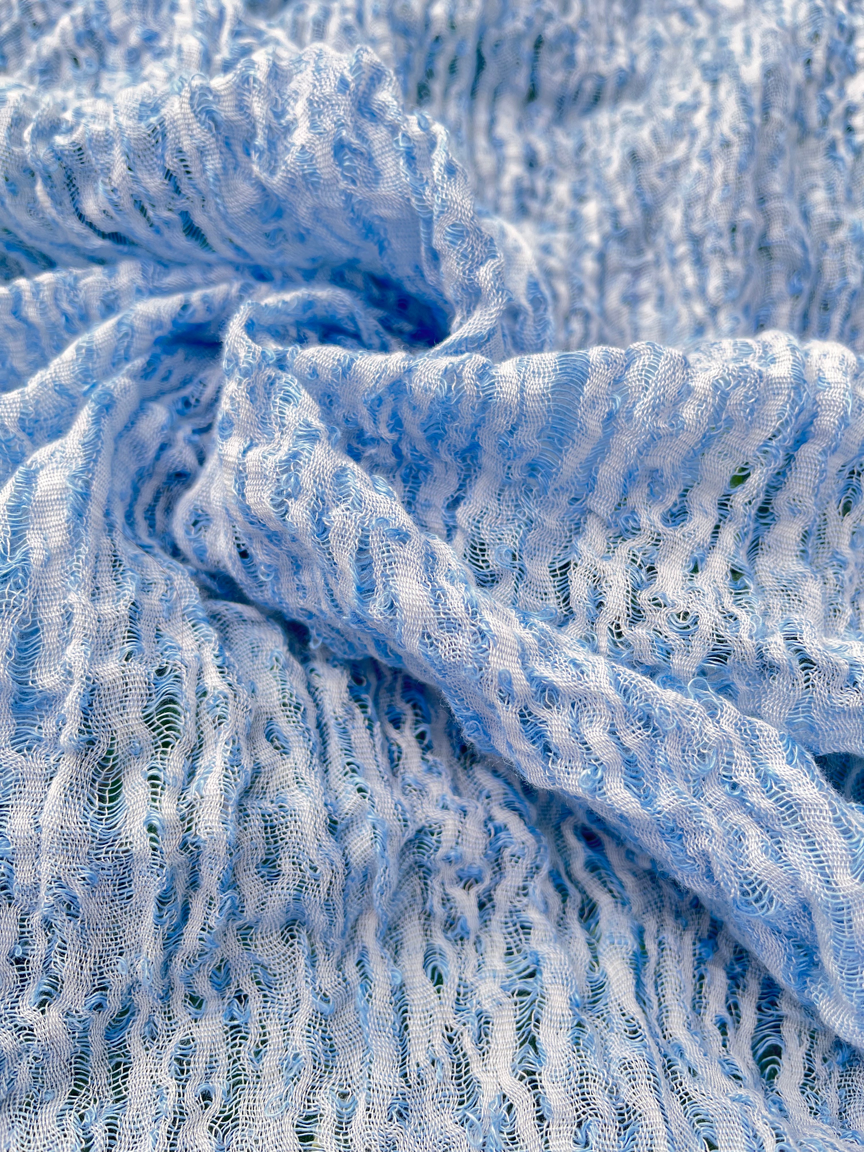 Light Blue Unique Natural Fabrics: Funky, Sheer, and Textured Cotton Linen