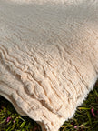 Neutral Stretchy Crinkle Cotton Fabric, Textured Surface, Off White Handwoven.