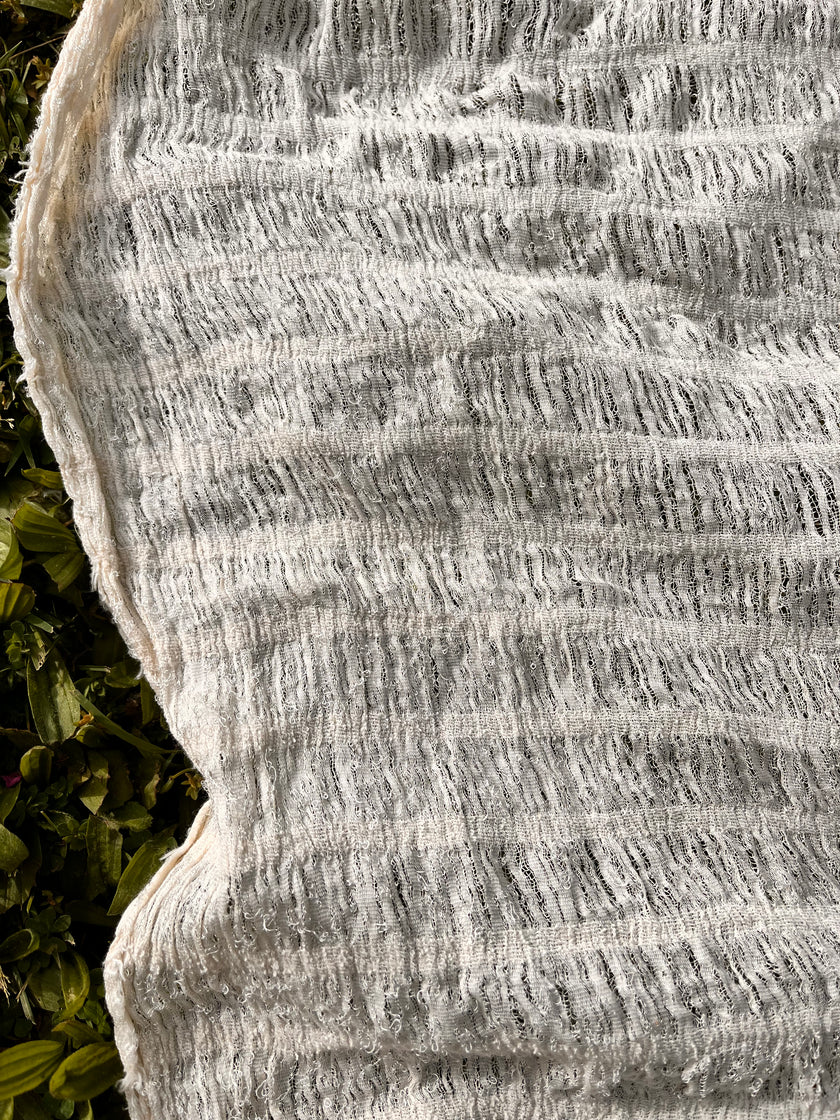 Undyed Textured Cotton Crinkle Fabric Gauze, Sheer & Stretchy.