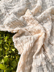 Undyed Textured Cotton Crinkle Fabric Gauze, Sheer & Stretchy.