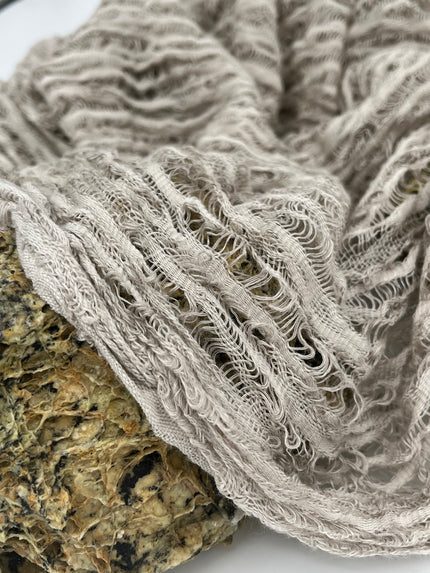 Stone Colour Unique Natural Sheer, Textured Cotton Linen Mix Special Fabrics.