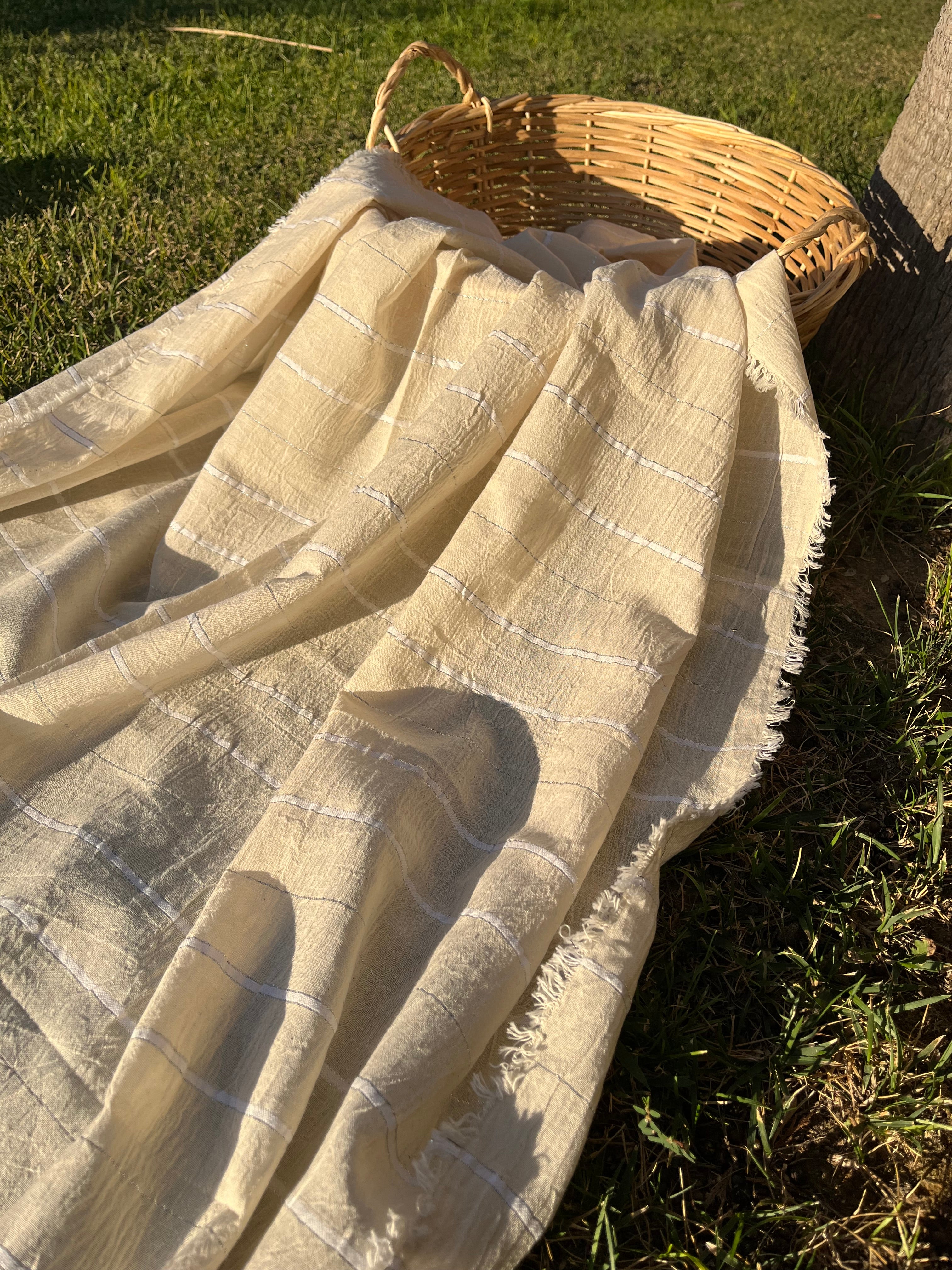 SILVER STRIPES ON COTTON