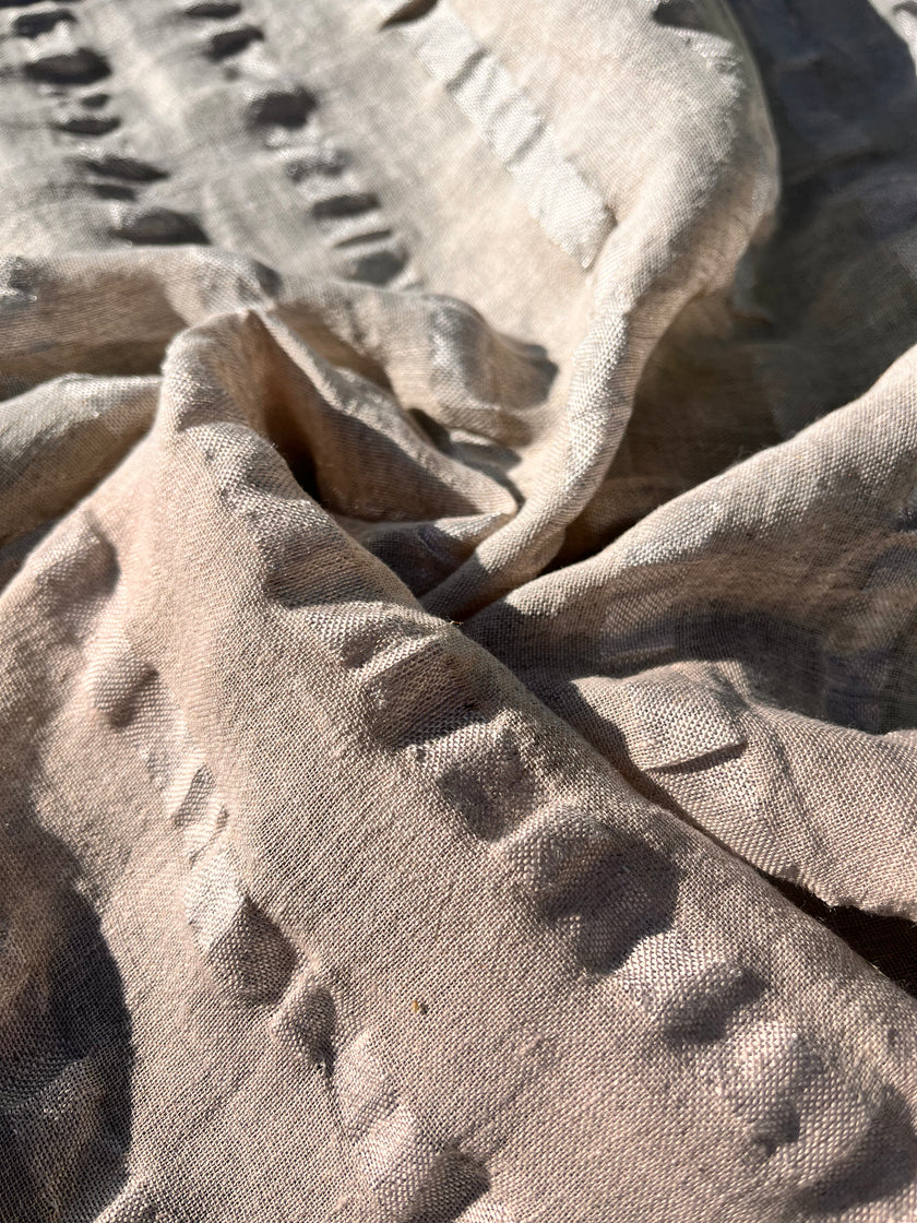Linen Silk Blend Striped Fabric.