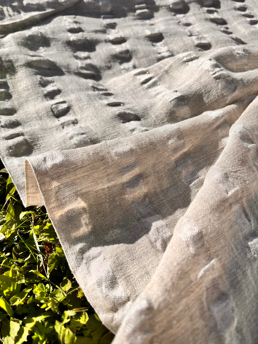 Linen Silk Blend Striped Fabric.