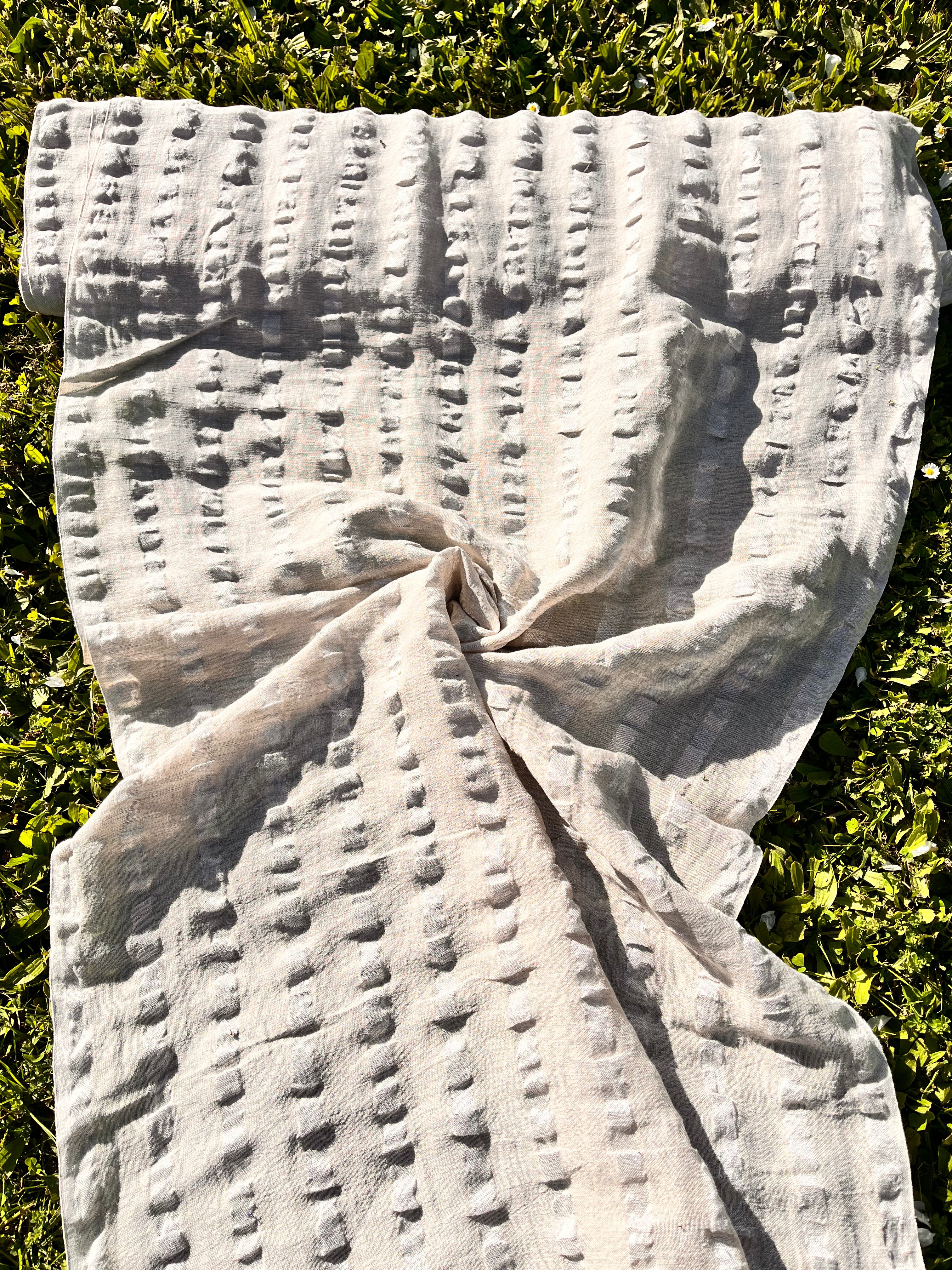 Linen Silk Blend Striped Fabric.