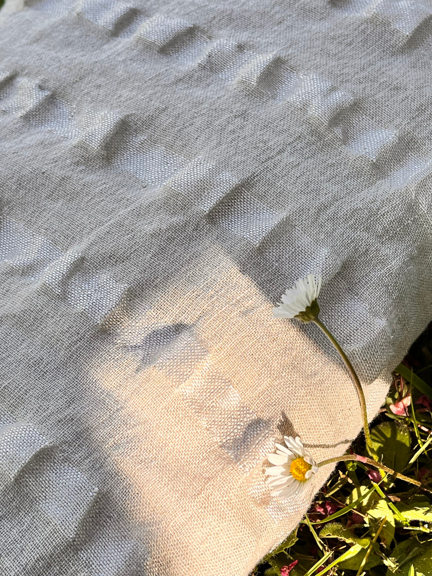 Linen Silk Blend Striped Fabric.