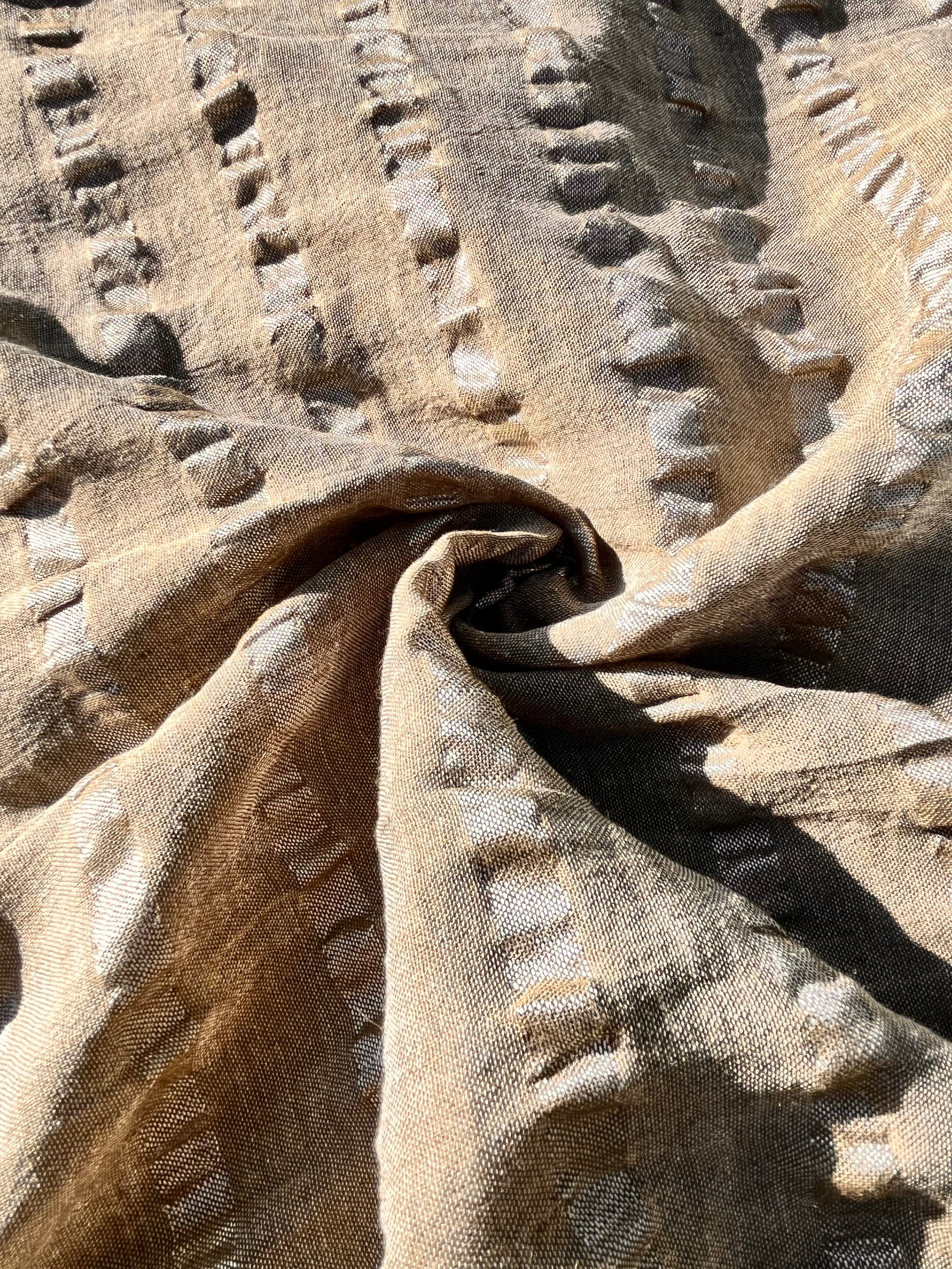Linen Silk Blend Striped Fabric.