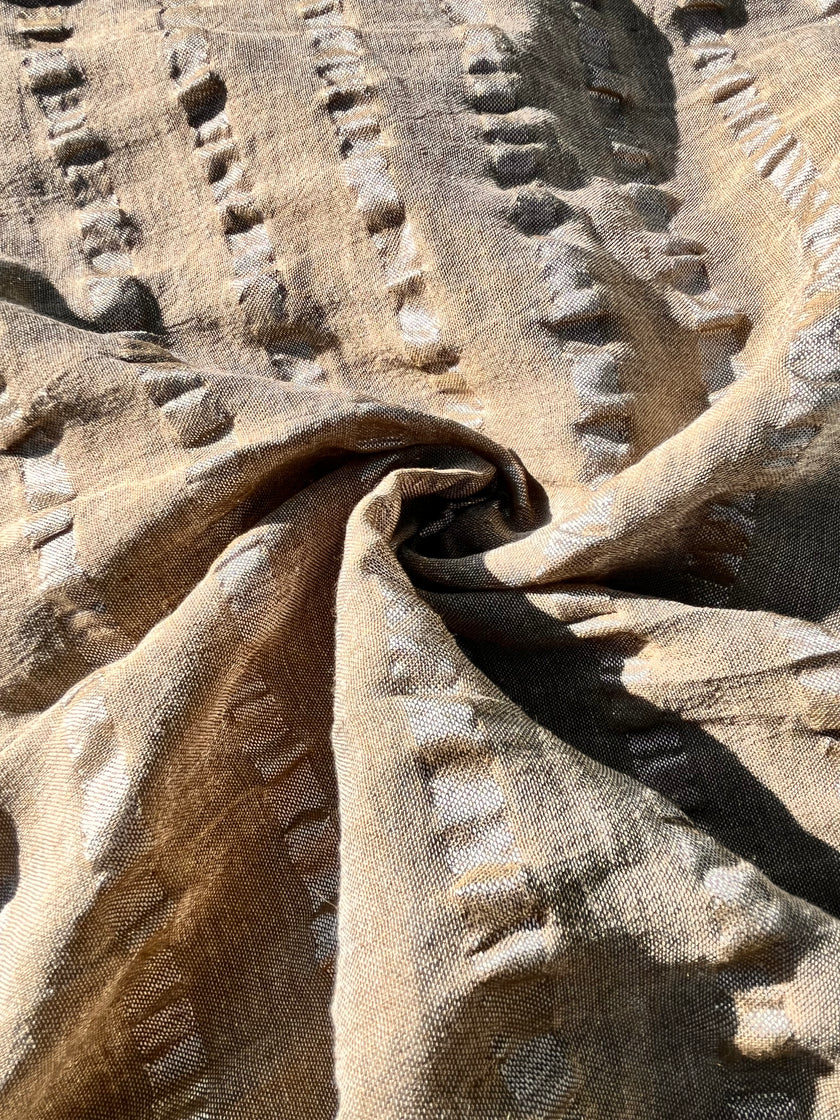 Linen Silk Blend Striped Fabric.