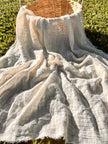 Check Weave Sheer Neutral Cotton Fabric