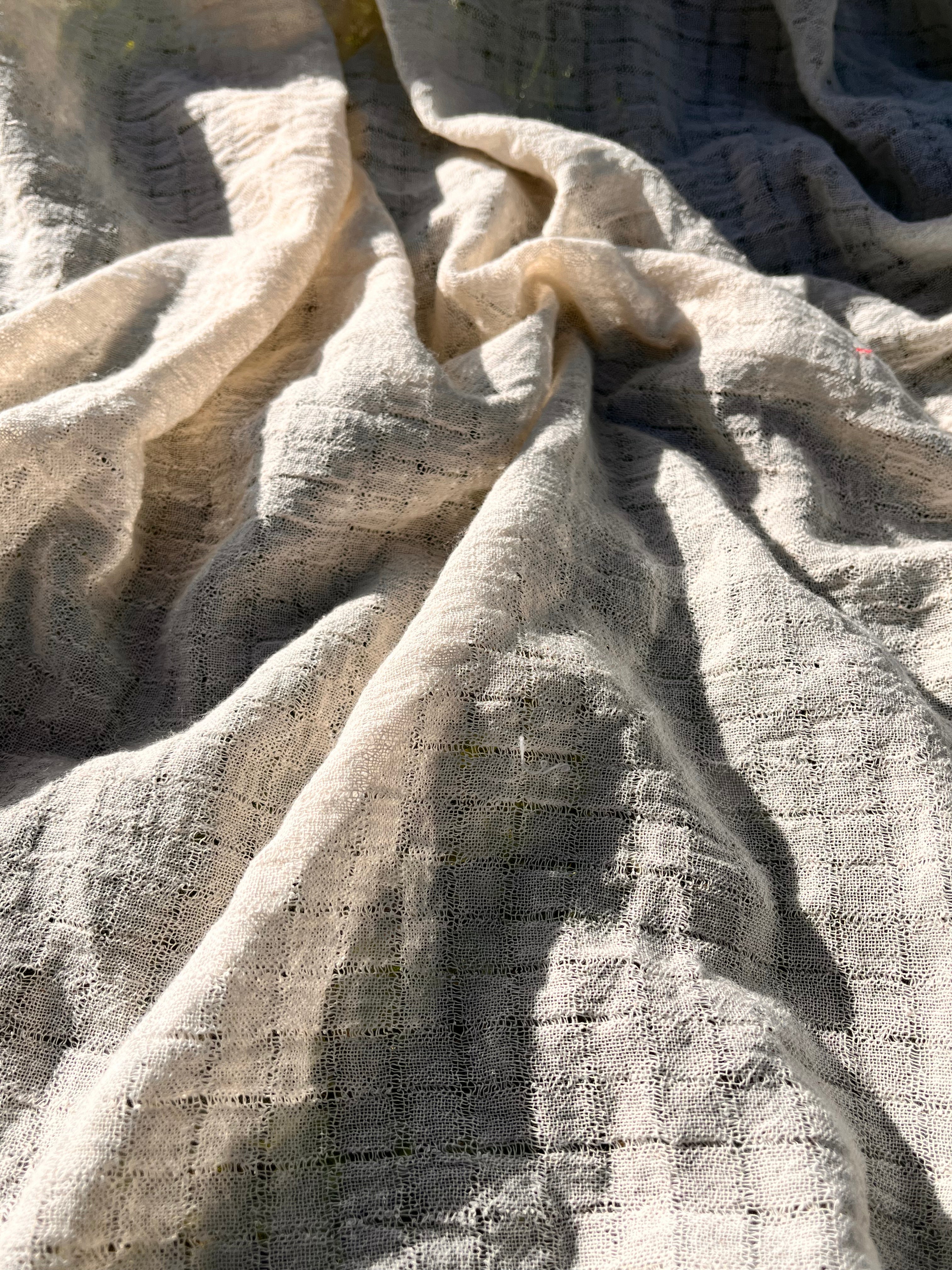 Check Weave Sheer Neutral Cotton Fabric