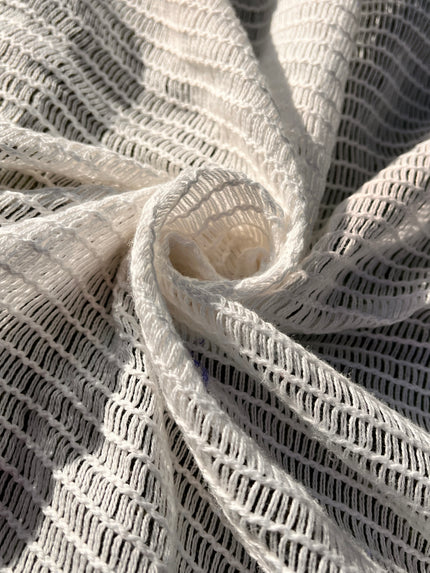 Mesh Knitted Cotton Soft Organic Fabric, White.