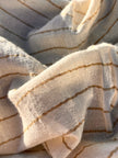 Beige Striped Neutral Organic Cotton Fabric By The Meter.
