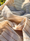 Beige Striped Neutral Organic Cotton Fabric By The Meter.
