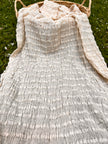 Neutral Textured Cotton Stretchy Crinkle Fabric.