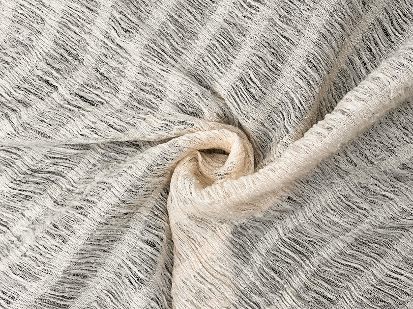 Undyed Textured Cotton Crinkle Fabric Gauze, Sheer & Stretchy.