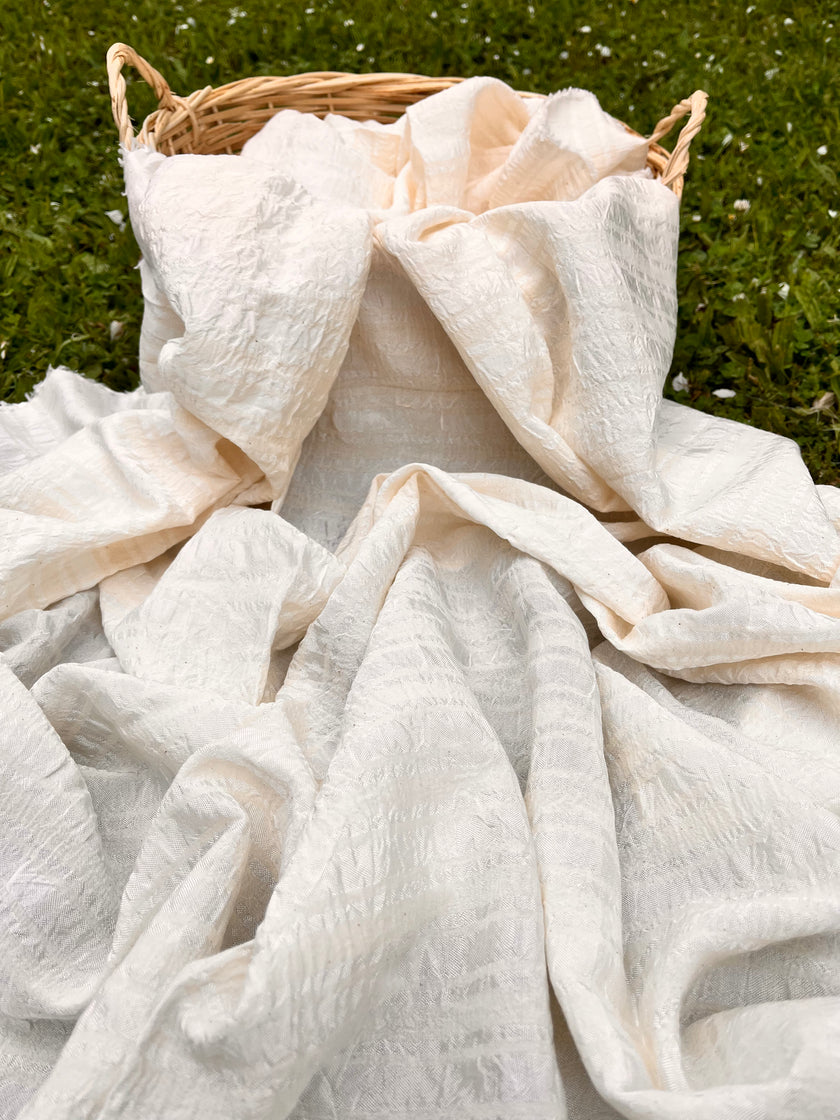 Striped and Textured Silk Linen Fabrics Crinkle