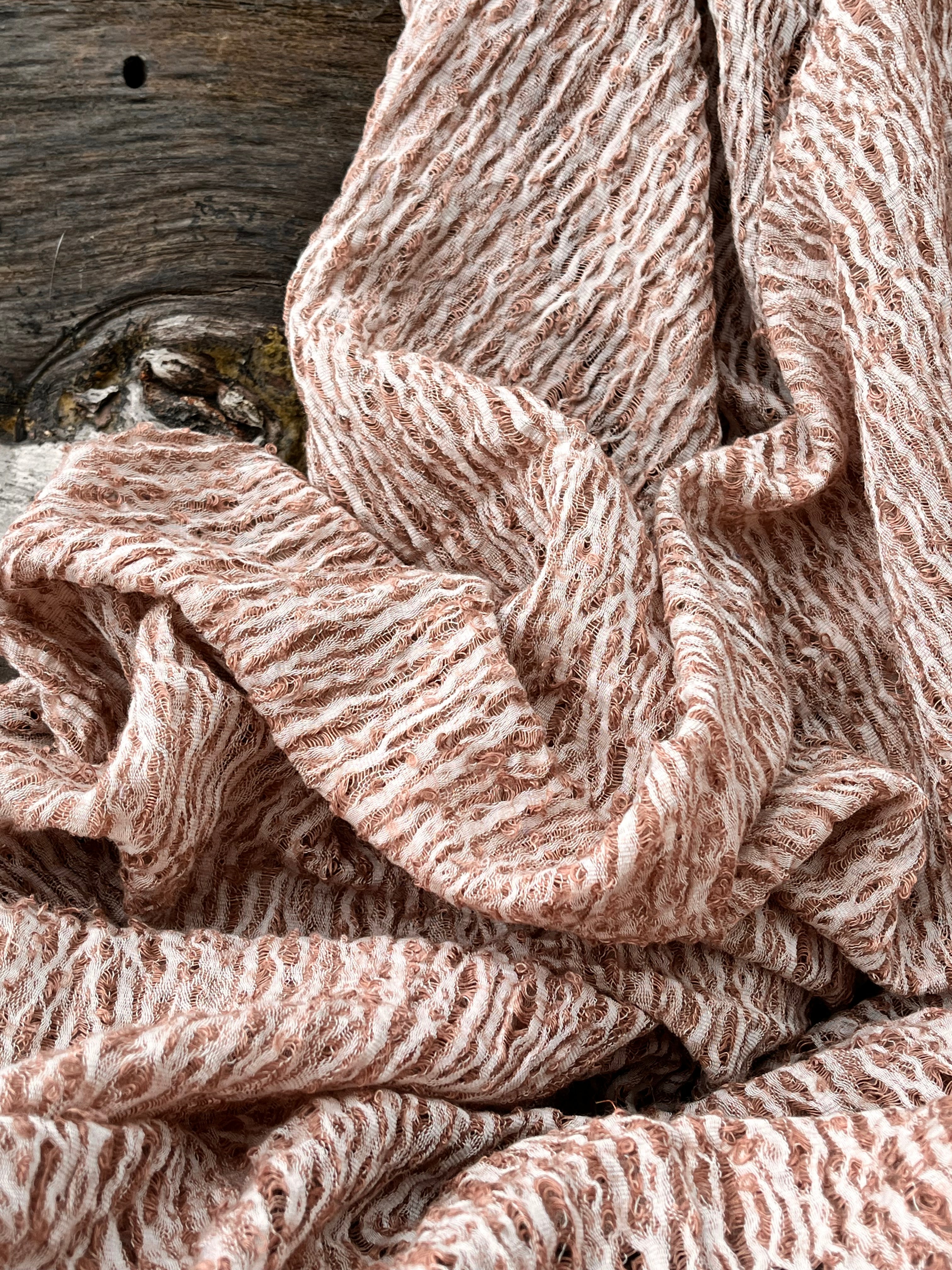 Brown Linen Fabric By The Yard Textured Handloom Semi-Sheer Natural Fabrics..