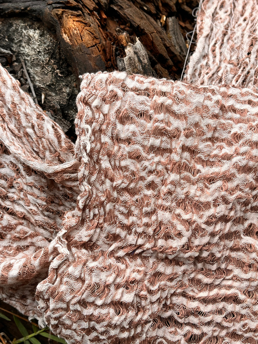 Brown Linen Fabric By The Yard Textured Handloom Semi-Sheer Natural Fabrics..