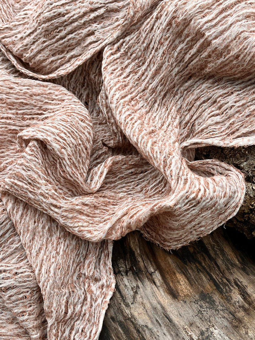 Brown Linen Fabric By The Yard Textured Handloom Semi-Sheer Natural Fabrics..