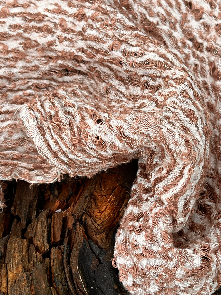 Brown Linen Fabric By The Yard Textured Handloom Semi-Sheer Natural Fabrics..