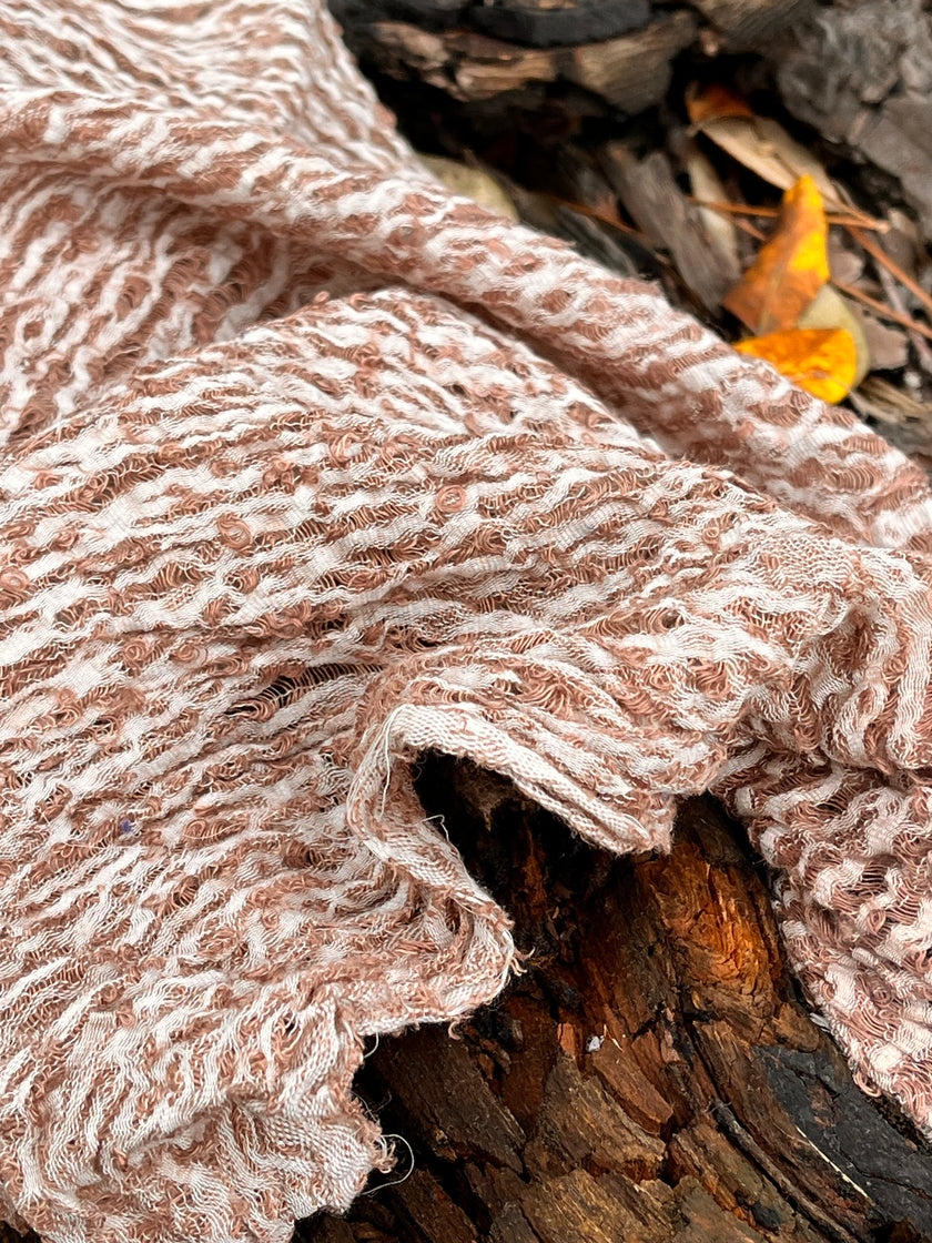 Brown Linen Fabric By The Yard Textured Handloom Semi-Sheer Natural Fabrics..