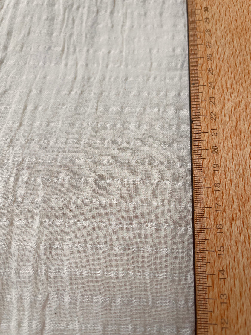 White Pin Striped Neutral Organic Cotton Fabric By The Meter.