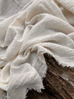 White Pin Striped Neutral Organic Cotton Fabric By The Meter.