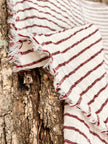 Tissu en coton biologique neutre rayé rouge foncé au mètre, tissu froissé avec rayures épingles, large largeur