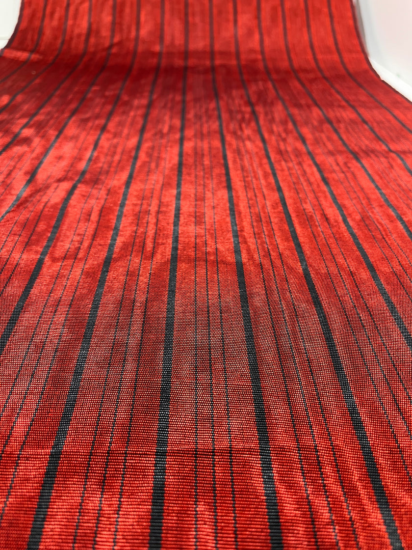 Red Black Silk Fabric, Moire Silk Fabric, Silk By The Yard. Watermark Pattern.