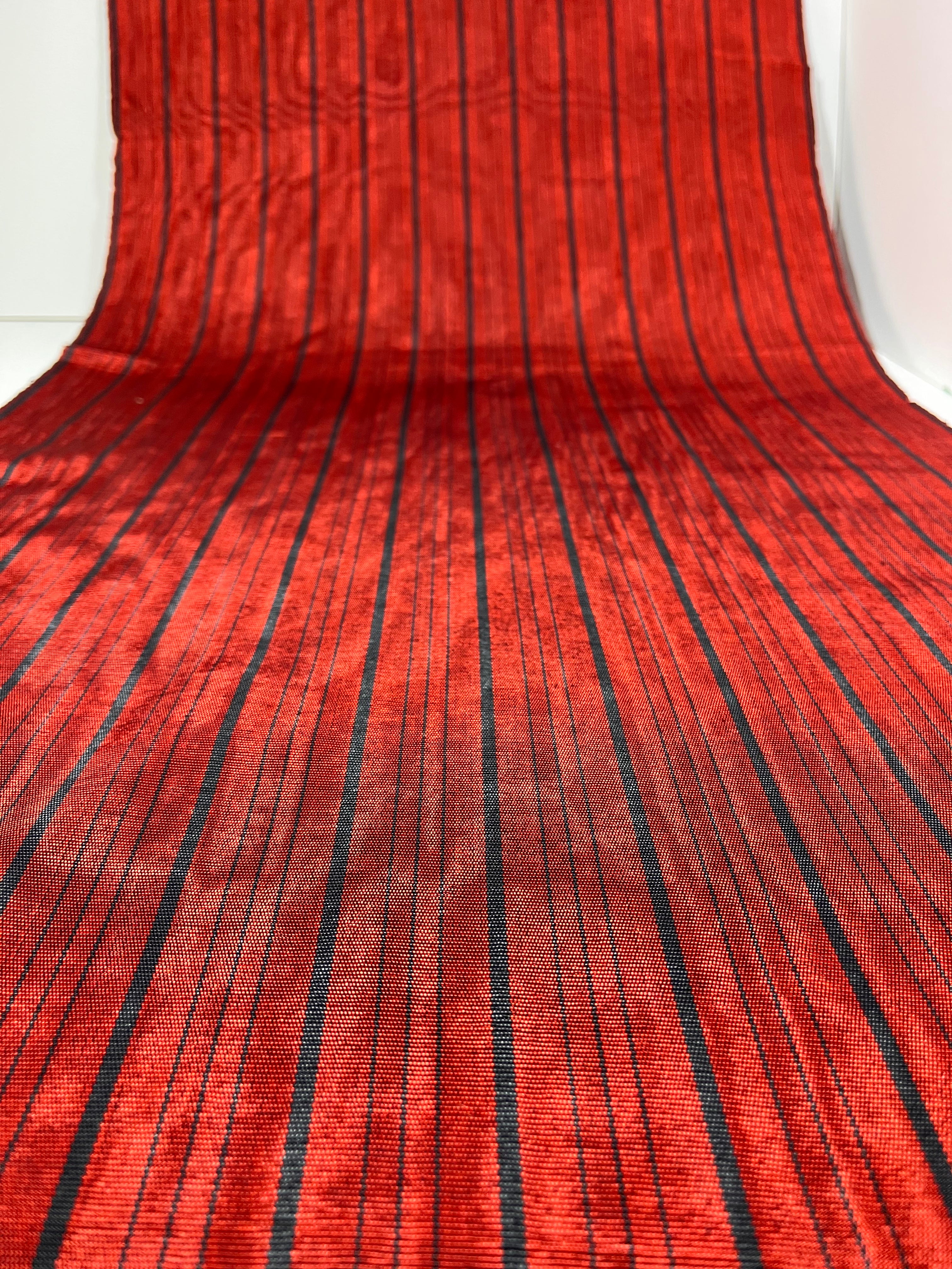 Red Black Silk Fabric, Moire Silk Fabric, Silk By The Yard. Watermark Pattern.