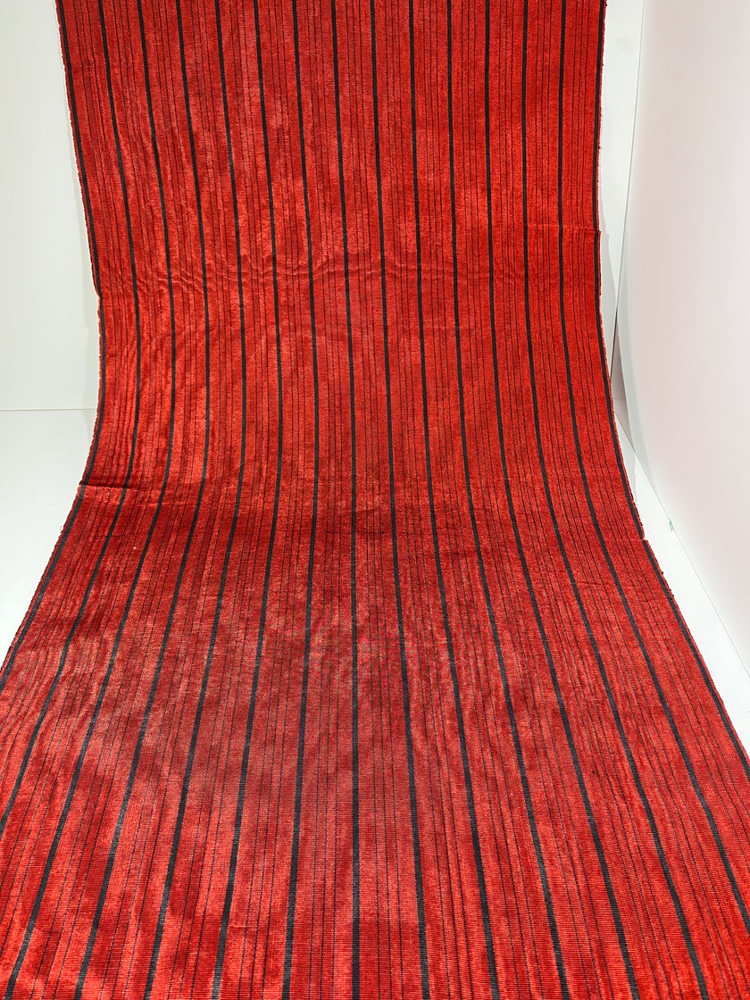 Red Black Silk Fabric, Moire Silk Fabric, Silk By The Yard. Watermark Pattern.