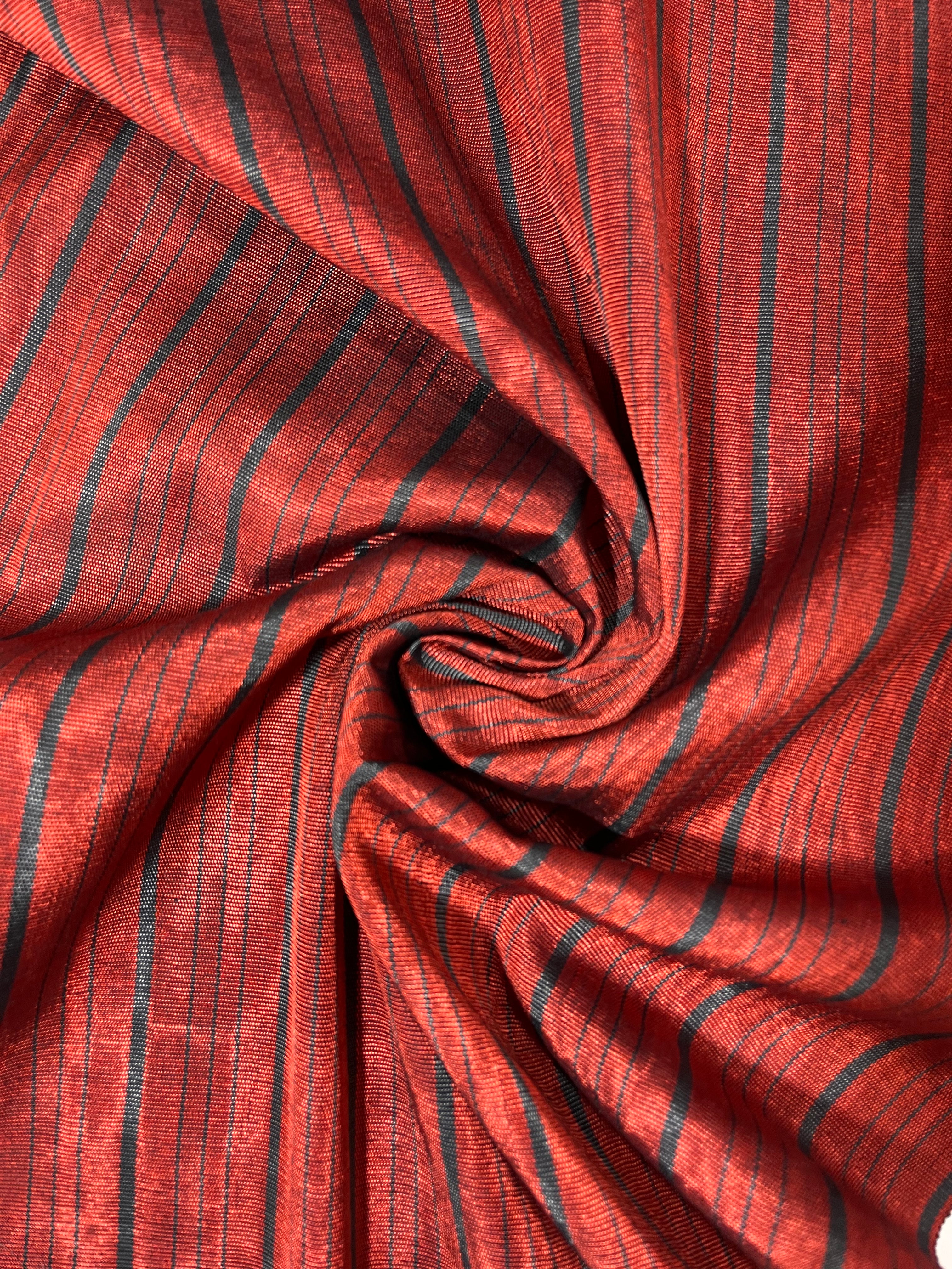 Red Black Silk Fabric, Moire Silk Fabric, Silk By The Yard. Watermark Pattern.