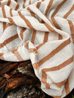Herringbone Striped Neutral Organic Cotton Double Face Fabric By The Meter.