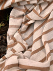 Herringbone Striped Neutral Organic Cotton Double Face Fabric By The Meter.