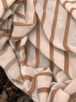 Herringbone Striped Neutral Organic Cotton Double Face Fabric By The Meter.